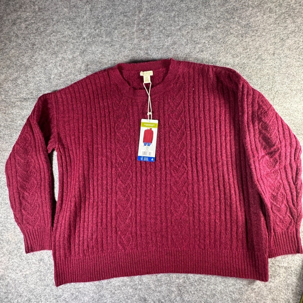 Legendary Outfitters Womens Garnet Red Cozy Cable Knit Sweater Large NWT 1902103